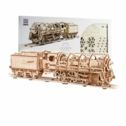UGEARS Maquette Train 460 Locomotive à La Vapeur Avec Un Wagon De Charbon
